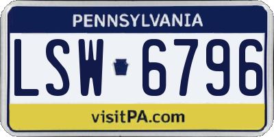 PA license plate LSW6796