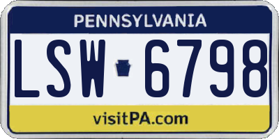PA license plate LSW6798