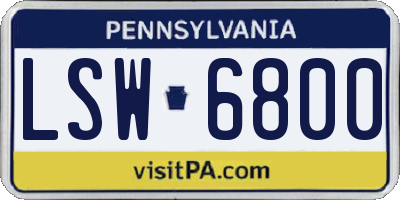 PA license plate LSW6800