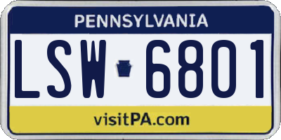 PA license plate LSW6801