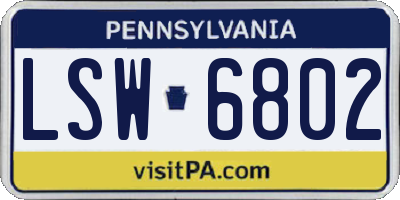 PA license plate LSW6802