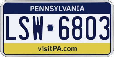 PA license plate LSW6803
