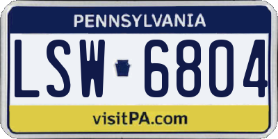 PA license plate LSW6804