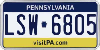 PA license plate LSW6805