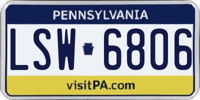PA license plate LSW6806