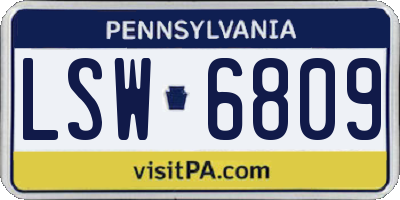 PA license plate LSW6809