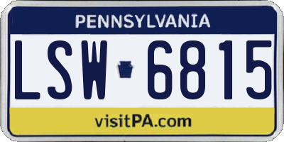 PA license plate LSW6815