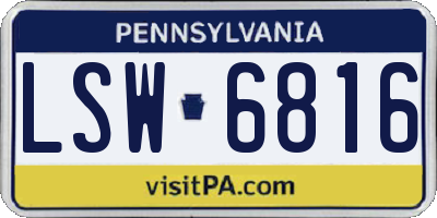 PA license plate LSW6816