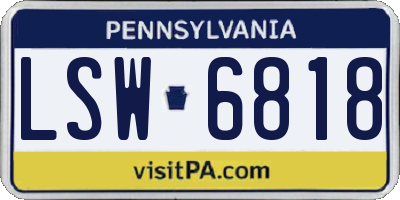 PA license plate LSW6818