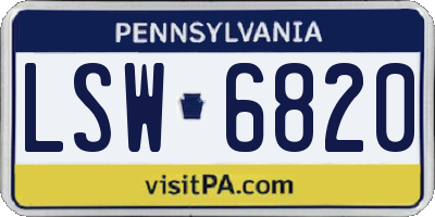 PA license plate LSW6820