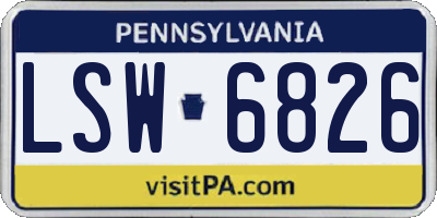 PA license plate LSW6826