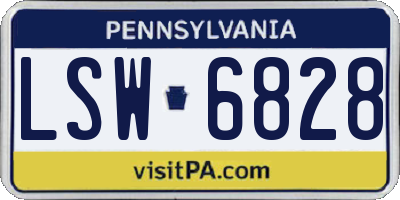 PA license plate LSW6828