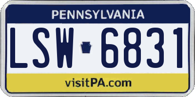PA license plate LSW6831
