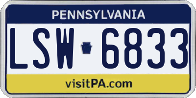 PA license plate LSW6833