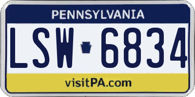 PA license plate LSW6834