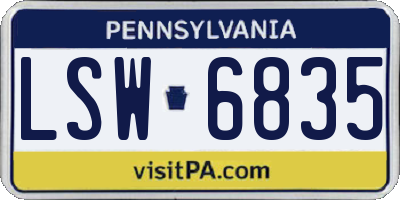 PA license plate LSW6835