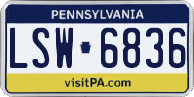 PA license plate LSW6836