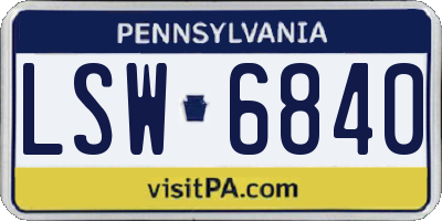 PA license plate LSW6840