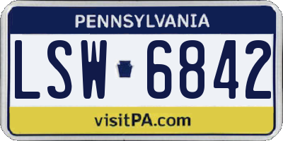 PA license plate LSW6842
