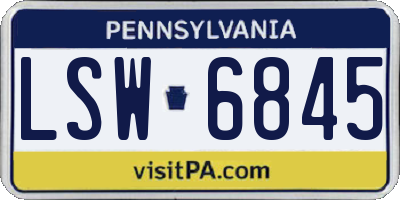 PA license plate LSW6845