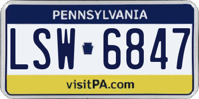 PA license plate LSW6847