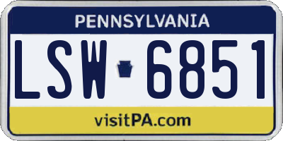 PA license plate LSW6851