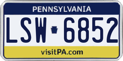 PA license plate LSW6852