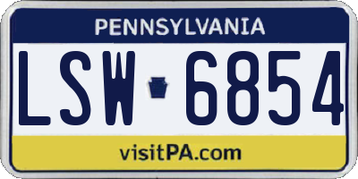 PA license plate LSW6854