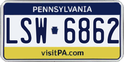 PA license plate LSW6862