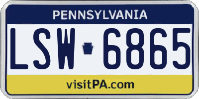 PA license plate LSW6865