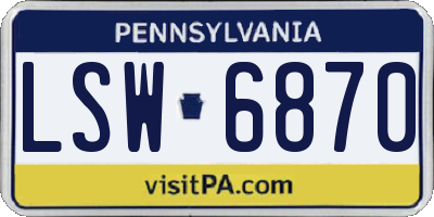 PA license plate LSW6870