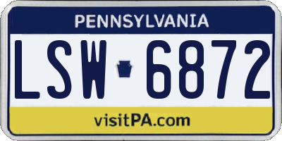 PA license plate LSW6872