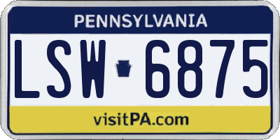 PA license plate LSW6875