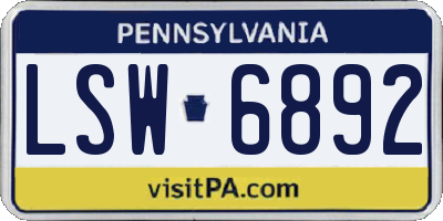 PA license plate LSW6892