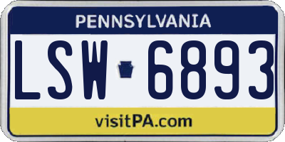PA license plate LSW6893