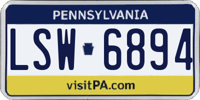 PA license plate LSW6894