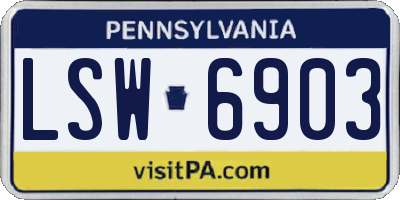 PA license plate LSW6903