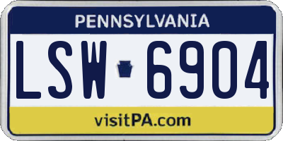 PA license plate LSW6904