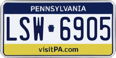 PA license plate LSW6905