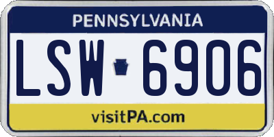 PA license plate LSW6906