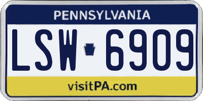 PA license plate LSW6909