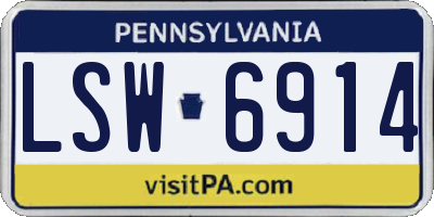 PA license plate LSW6914