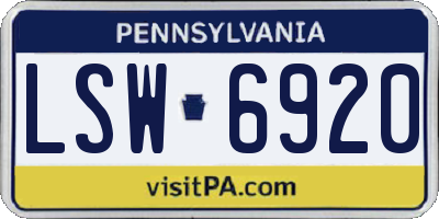 PA license plate LSW6920