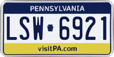 PA license plate LSW6921
