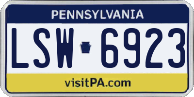 PA license plate LSW6923