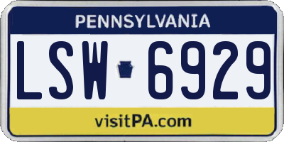 PA license plate LSW6929