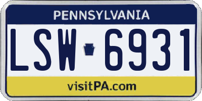 PA license plate LSW6931