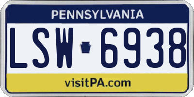 PA license plate LSW6938