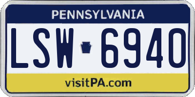 PA license plate LSW6940