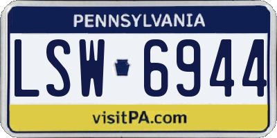 PA license plate LSW6944